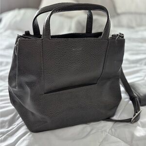 Matt & Nat Dark Grey FLEURY VEGAN SATCHEL - DWELL CROSSBODY